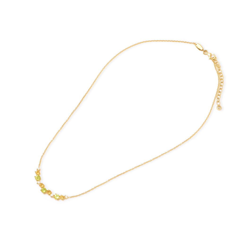 925 Sterling Silver Gold Plated Prong Collection Necklace
