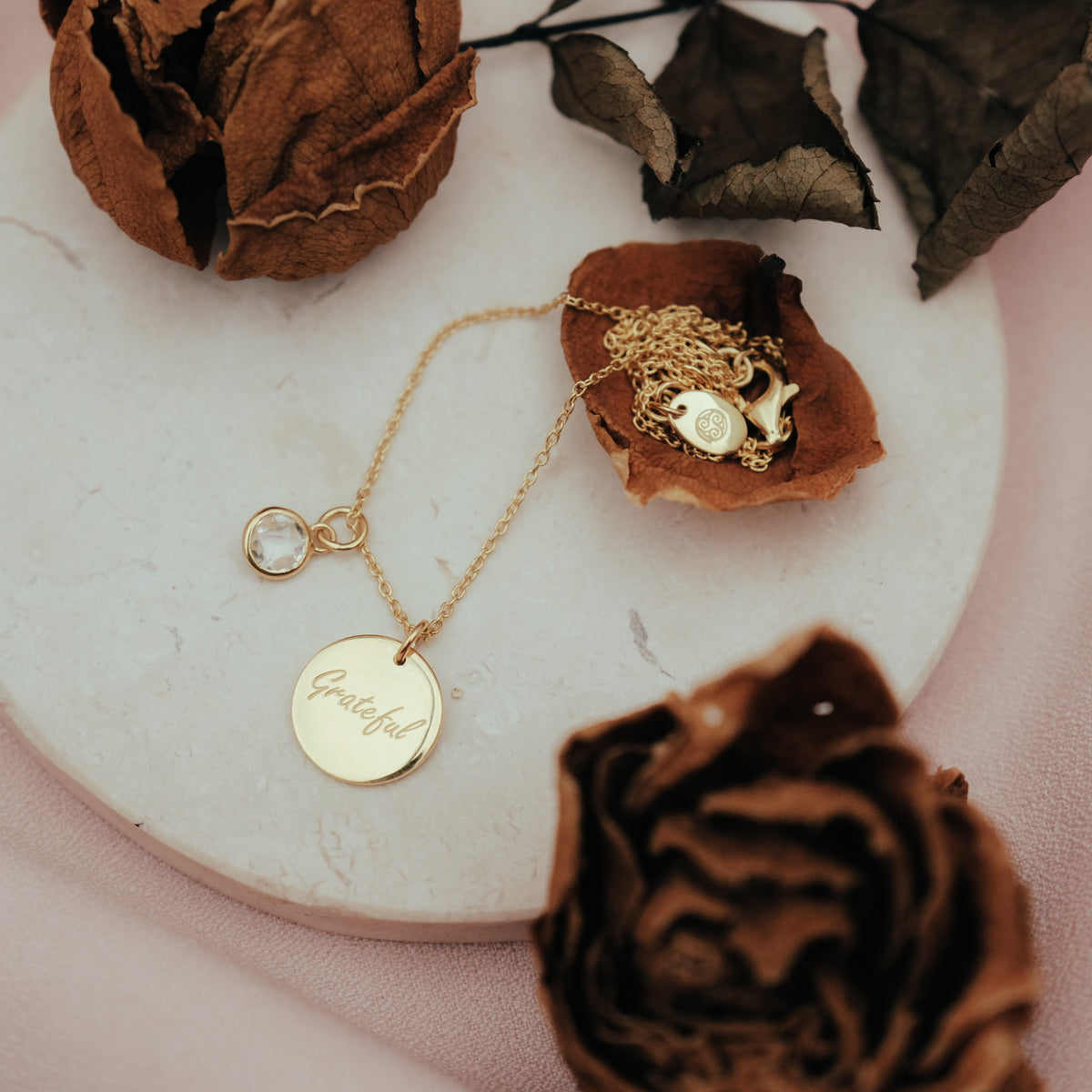 Kalung Rantai Koleksi Mantra Grateful Sterling Silver 925 Gold Plated