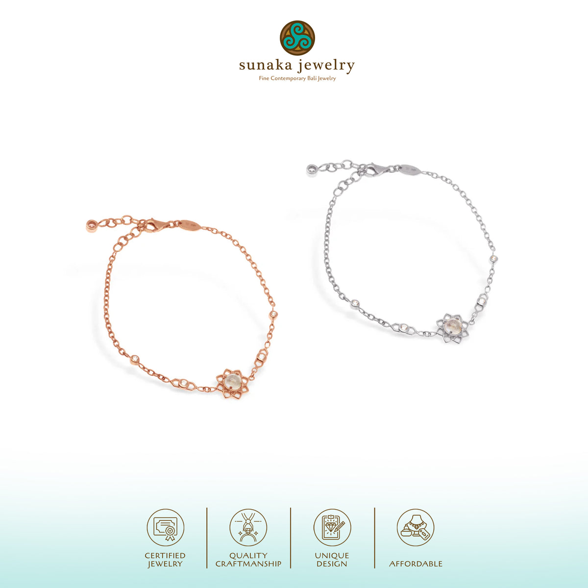 Gelang Rantai Perak Koleksi Moonstone Sterling Silver 925
