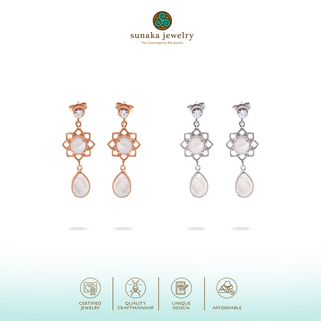 Anting Dangling Perak Koleksi Moonstone Sterling Silver 925