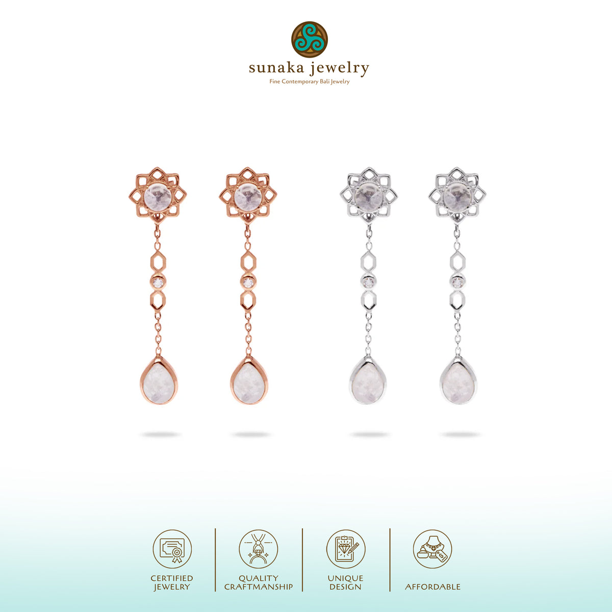 Anting Teardrop Perak Koleksi Moonstone Sterling Silver 925