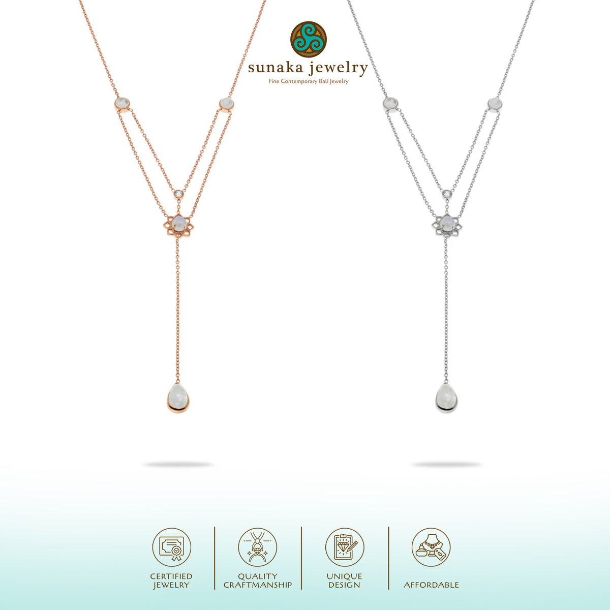Kalung Rantai Perak Koleksi Moonstone Sterling Silver 925
