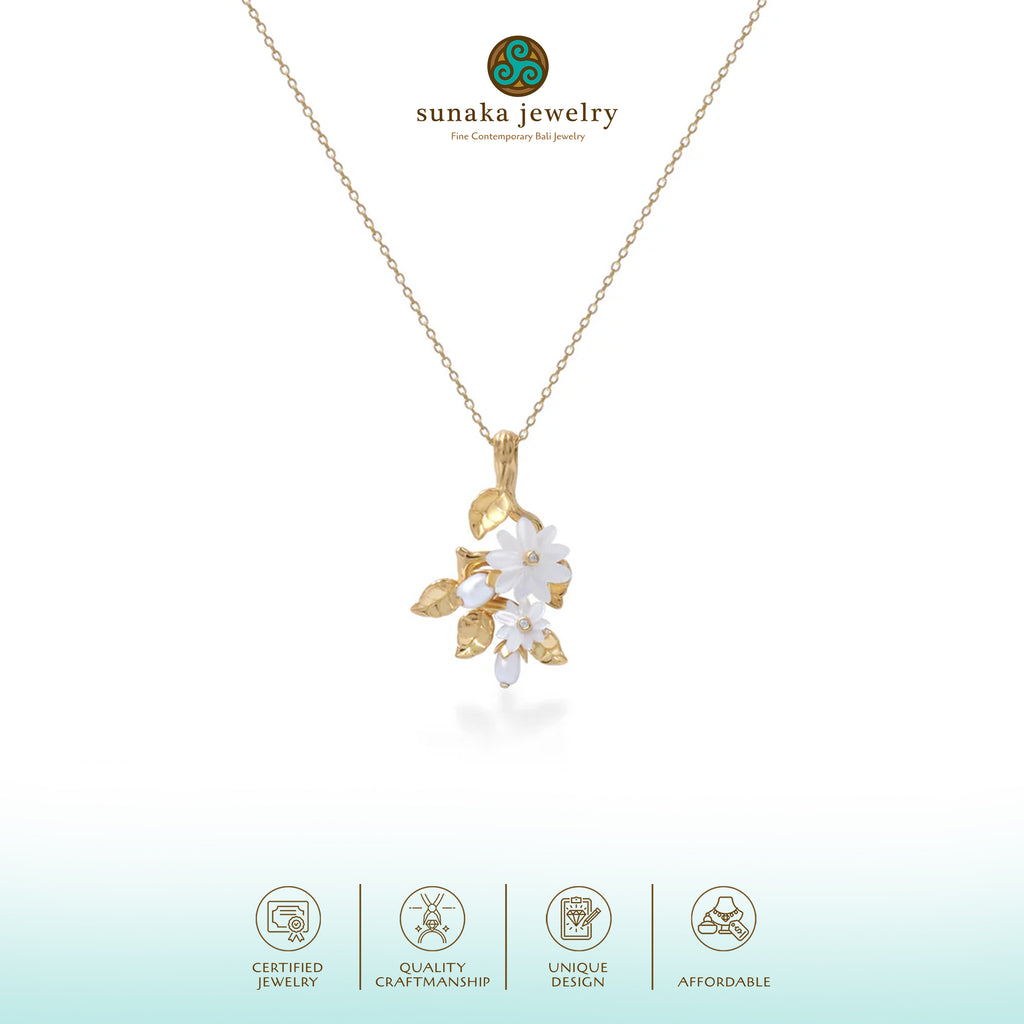 Kalung Perak Koleksi Mutiara Melati Sterling Silver 925 Gold Plated