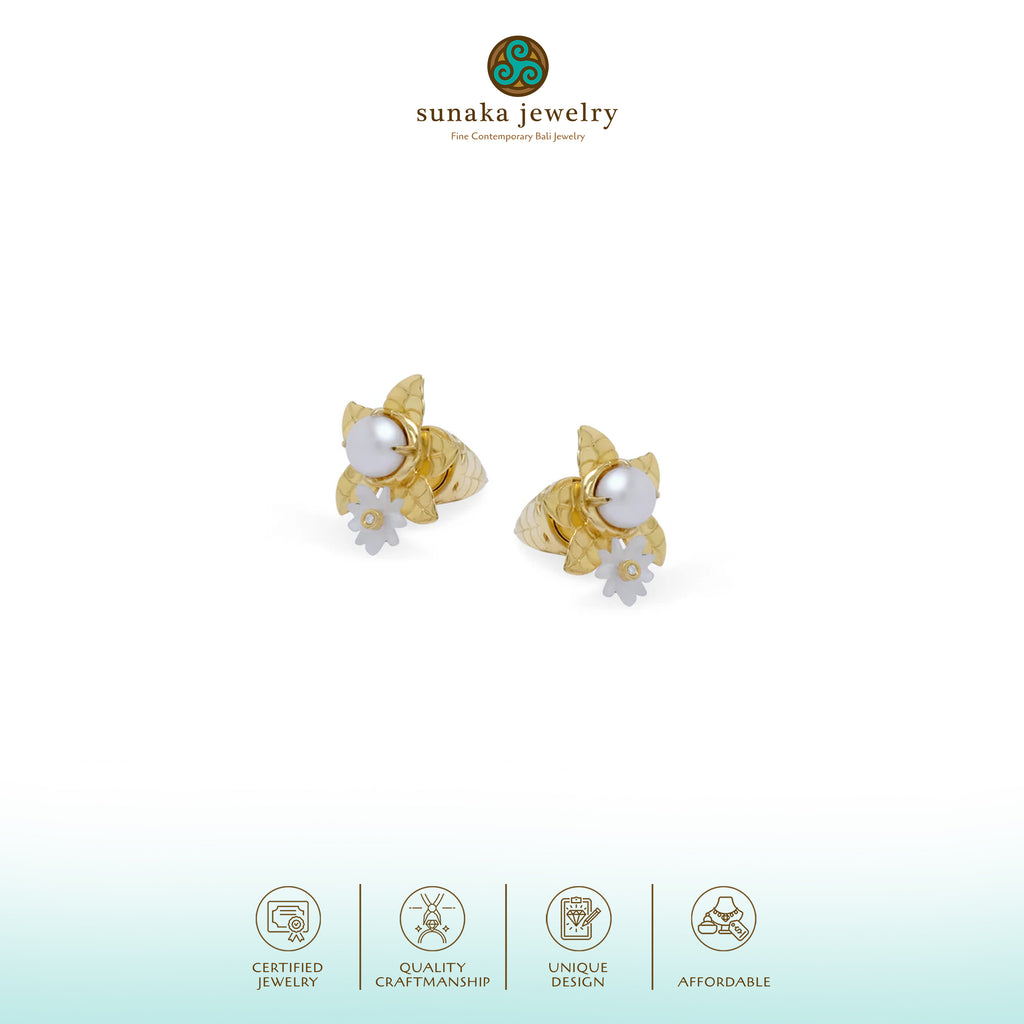 Subeng Kecil Perak Koleksi Mutiara Melati Sterling Silver 925 Gold Plated