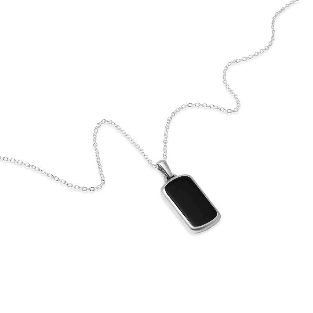 Liontin Kalung Pria Perak 925 Kotak Kecil Koleksi Noir Sunaka Jewelry (Tanpa Rantai)