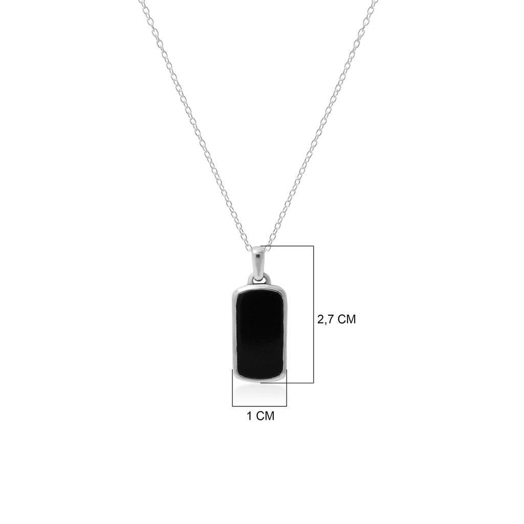 Liontin Kalung Pria Perak 925 Kotak Kecil Koleksi Noir Sunaka Jewelry (Tanpa Rantai)