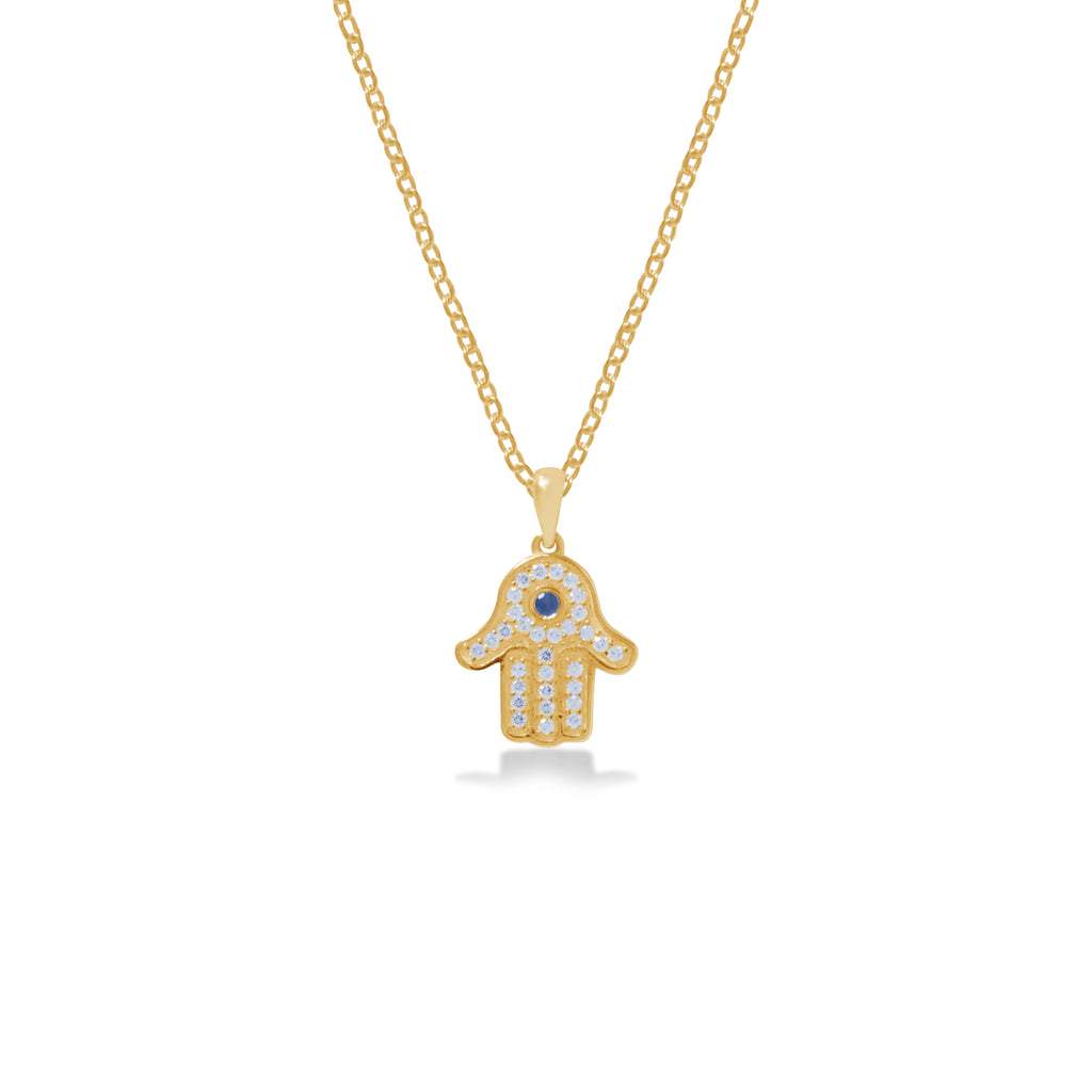 Hamsa Sterling Silver 925 Gold Plated Necklace