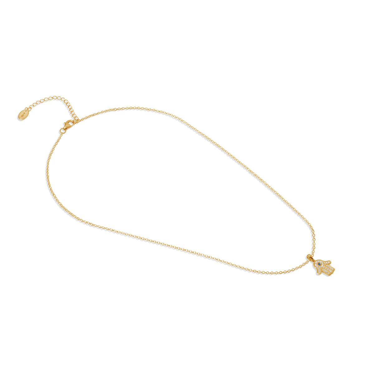 Hamsa Sterling Silver 925 Gold Plated Necklace