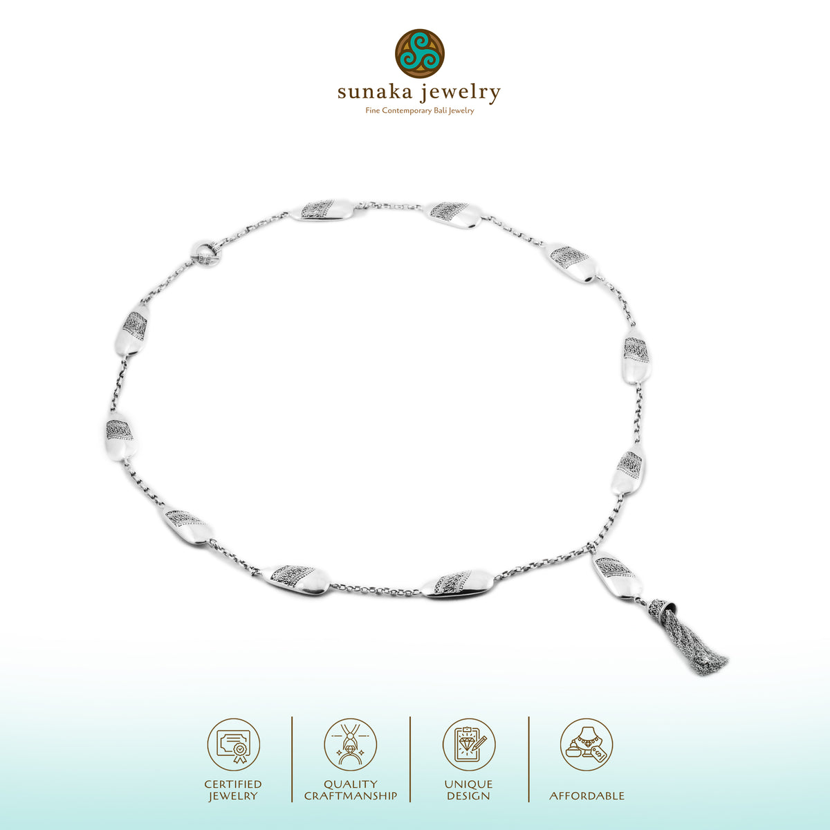 925 Silver Necklace Indonesian Batik Collection