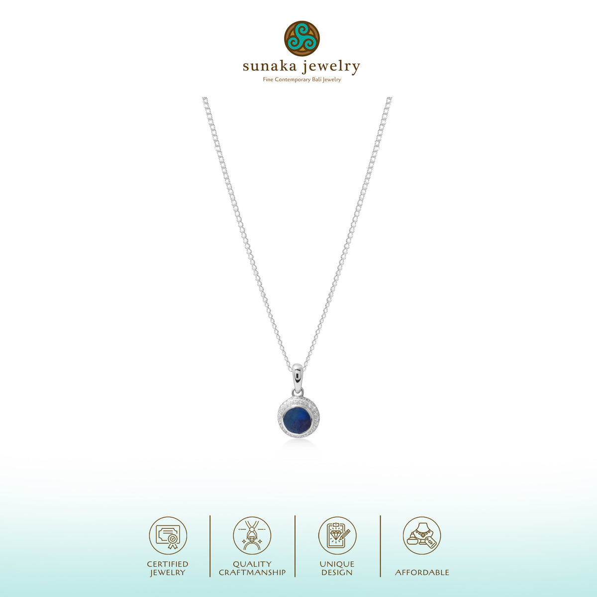 Pendant Kalung Small Round Koleksi Opal Perak 925