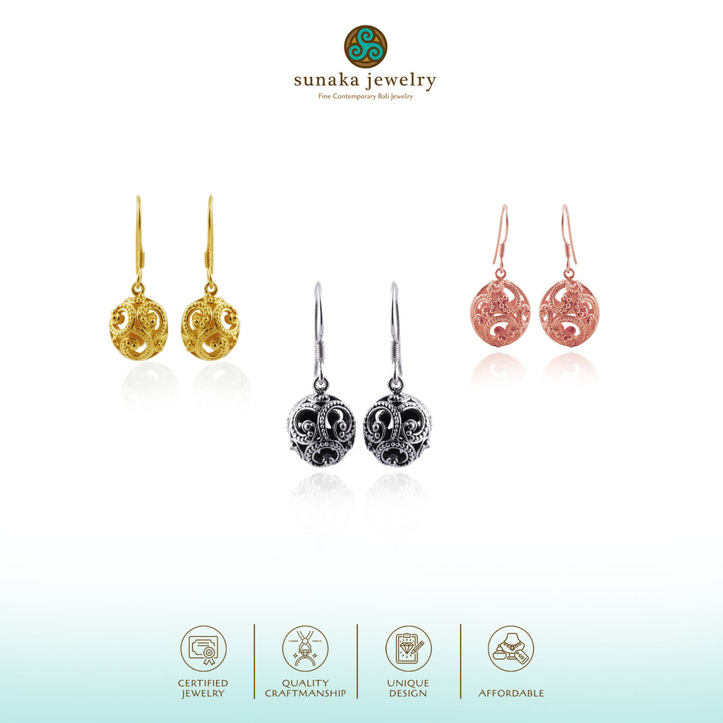 Anting Bulat Kecil Perak 925 Koleksi Ombak Segara Sterling Silver