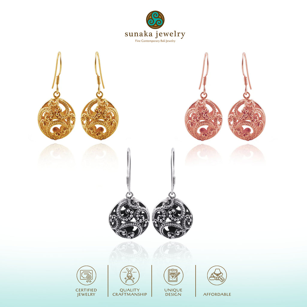 Anting Bulat Besar Perak 925 Koleksi Ombak Segara Sterling Silver