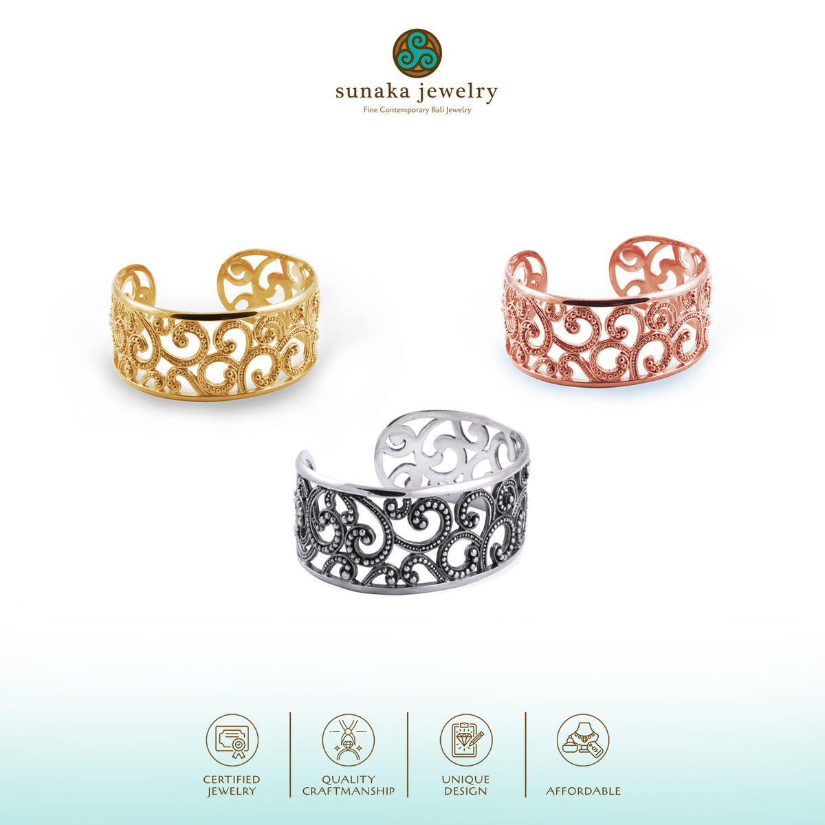 Gelang Ombak Segara Cuff Bracelet Perak 925
