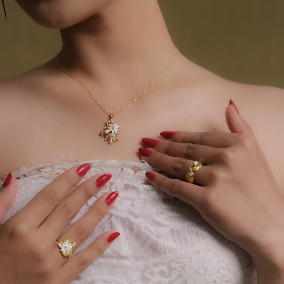 Kalung Perak Koleksi Mutiara Melati Sterling Silver 925 Gold Plated