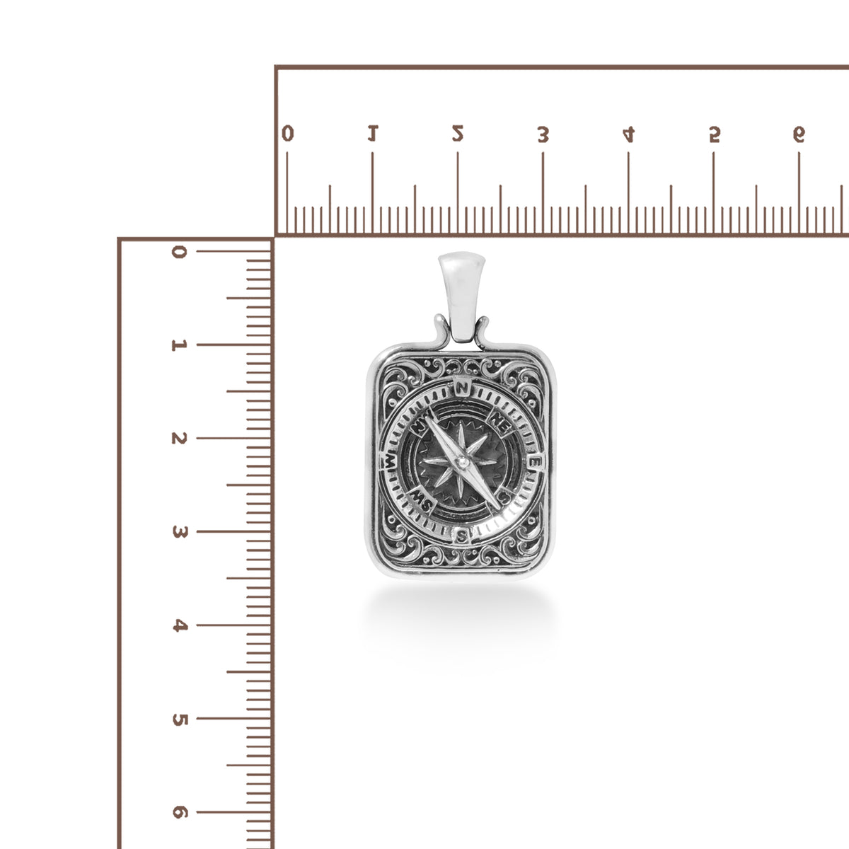 Silver Pendant Box Compass Sterling Silver 925 Collection