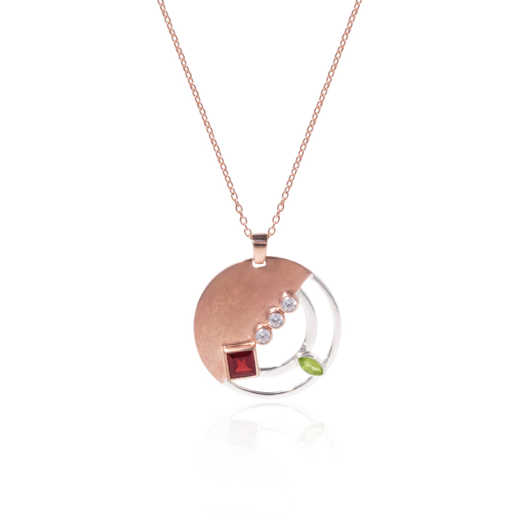Nirmana Collection 925 Sterling Silver Round Pendant Necklace