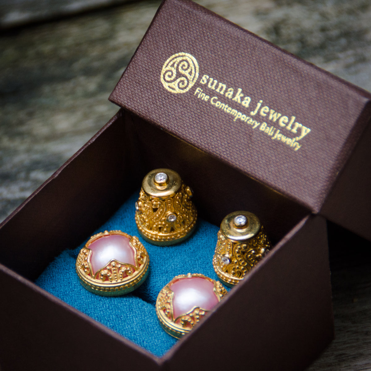 925 Sterling Silver Subeng Earrings Padma Acala Collection Gold Plated