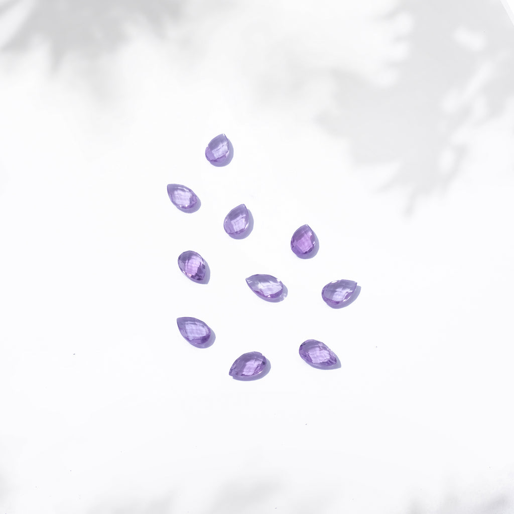 Natural Gemstone Amethyst Kecubung Pears Briollite 5x8 mm