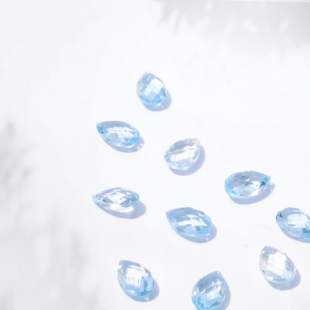 Natural Gemstone Blue Topaz Pears Briollette 5x8 mm