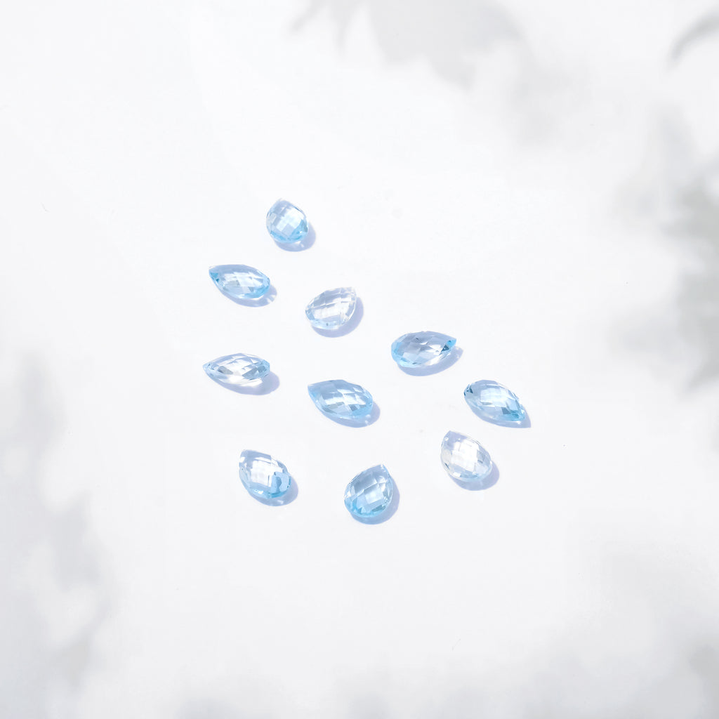 Natural Gemstone Blue Topaz Pears Briollette 5x8 mm