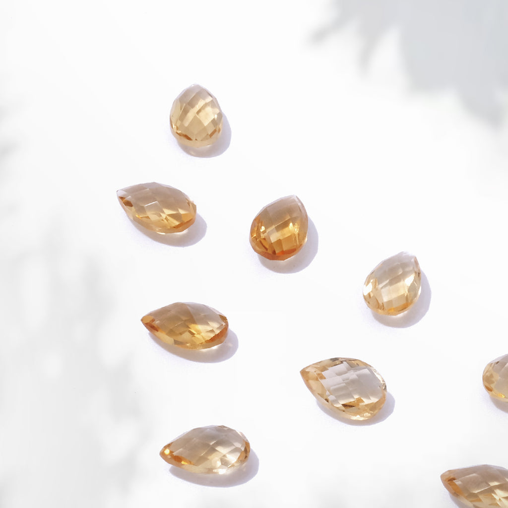 Natural Gemstone Citrine Pears Briollite 5x8 mm
