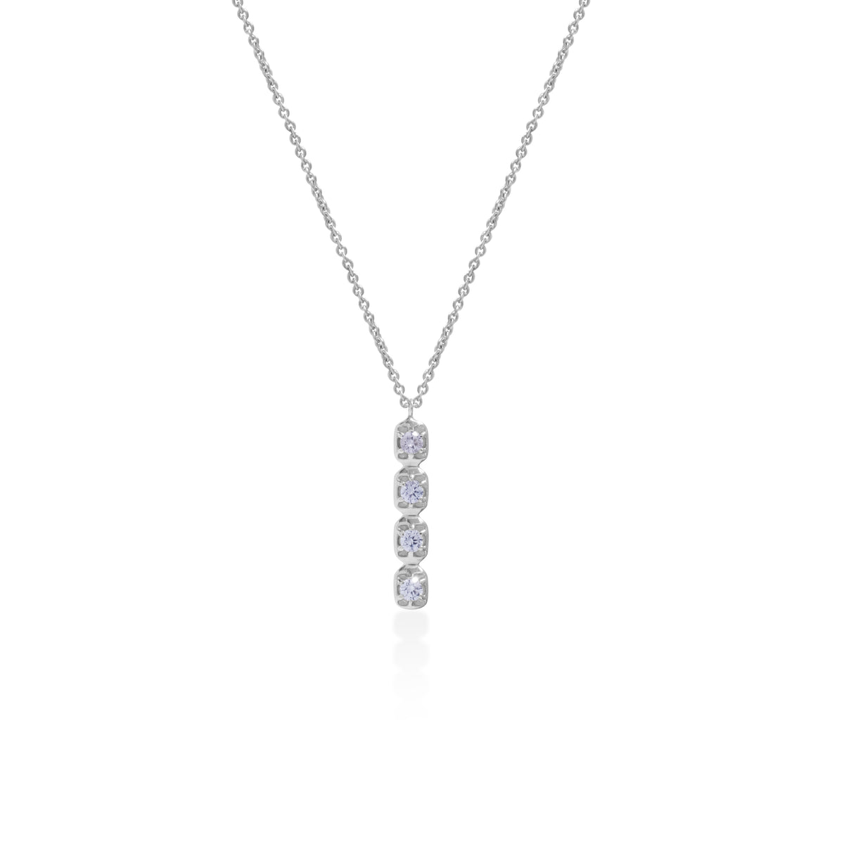 925 Sterling Silver Bold Squares Gemstone Bar Necklace Collection