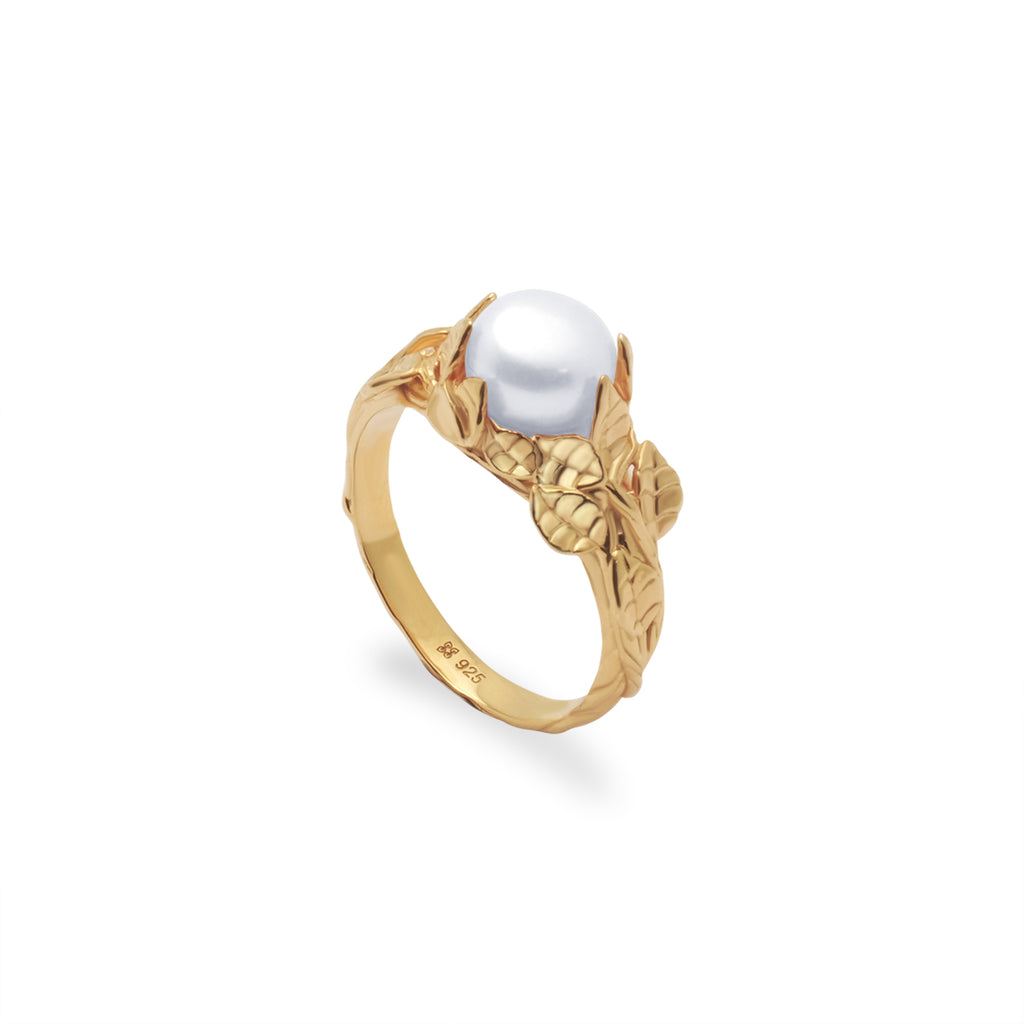Cincin Cocktail 2 Perak Koleksi Mutiara Melati Sterling Silver 925 Gold Plated