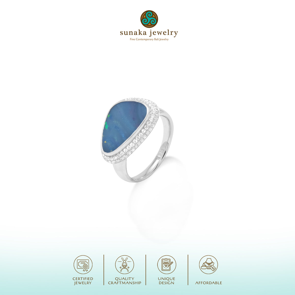 Cincin 2 Large Koleksi Opal Perak 925