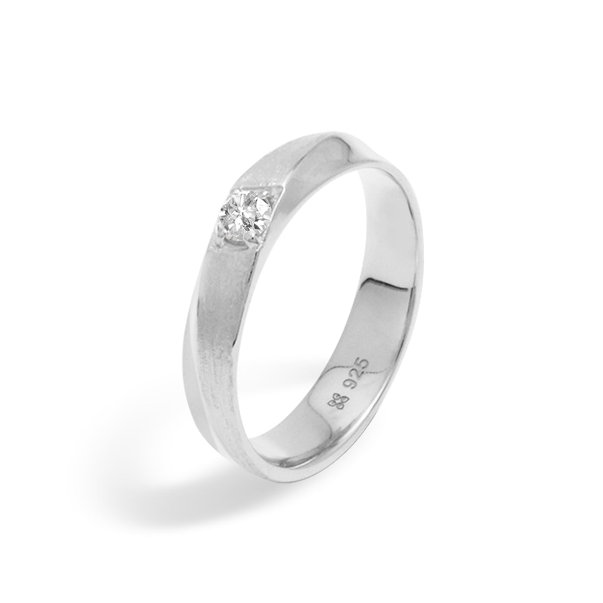 Cincin Couple Solitari Accent Perak 925 Koleksi Amoria