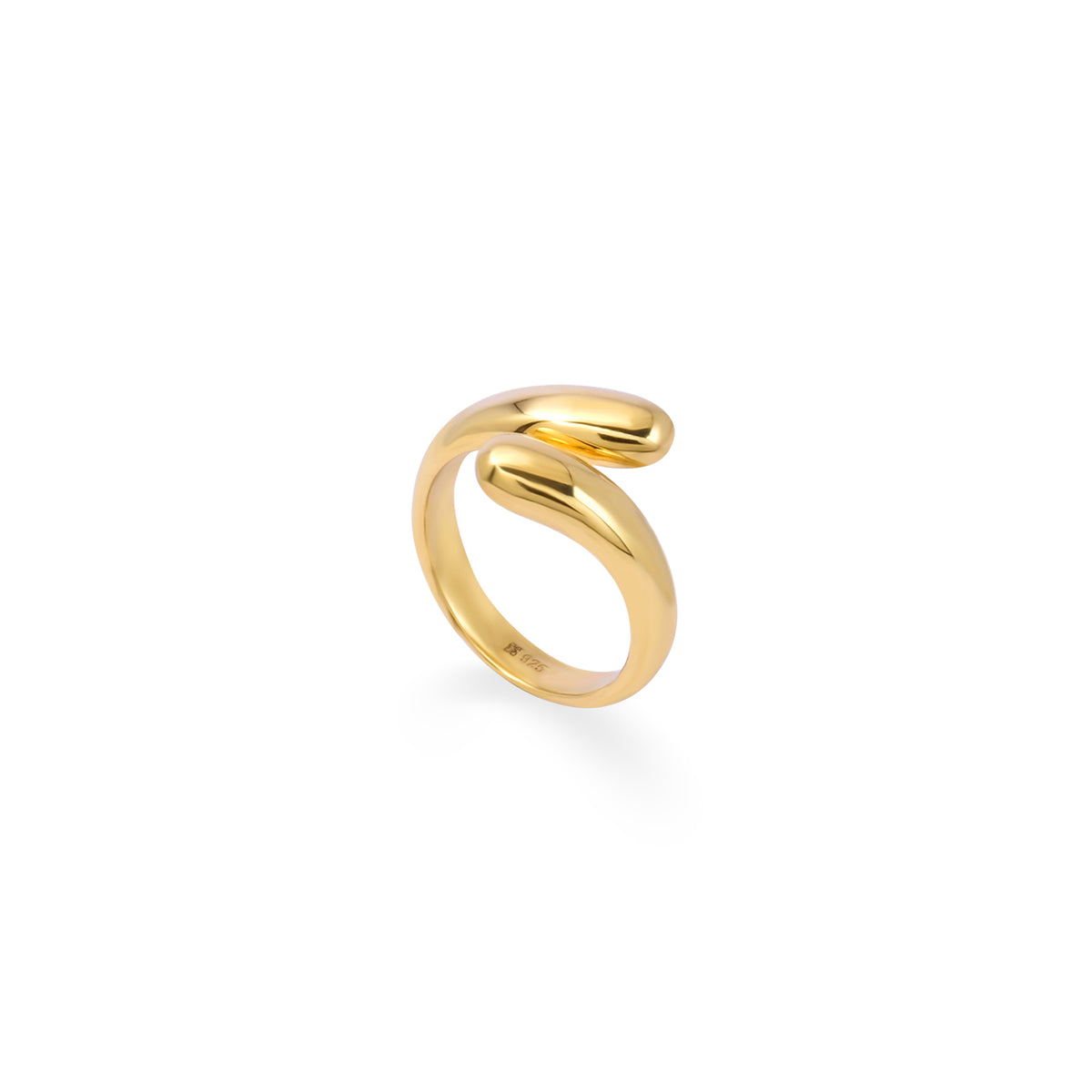 Cincin Adjustable Koleksi Elara Drop Sterling Silver 925 Gold Plated