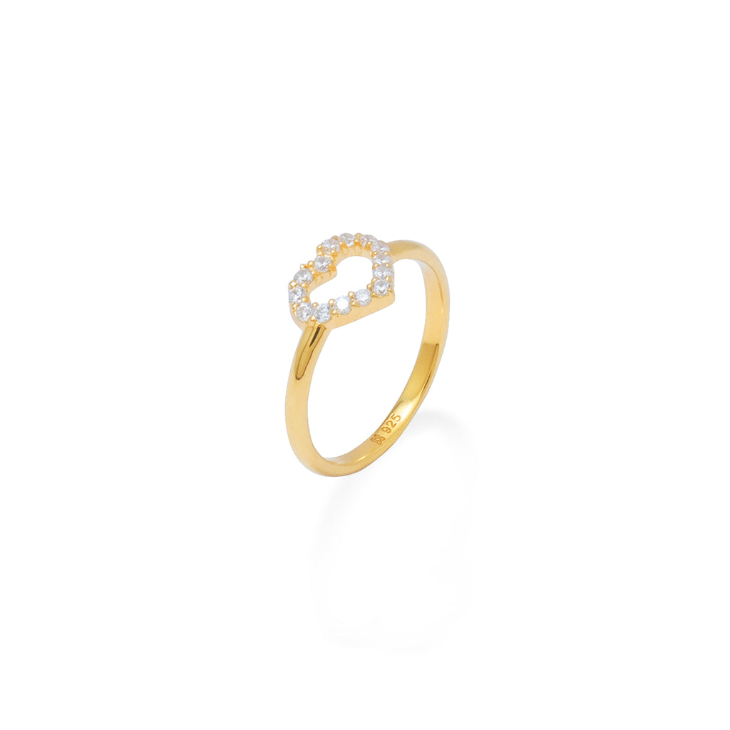 Heart Gold Plated Ring Dainty Heart 925 Sterling Silver Collection