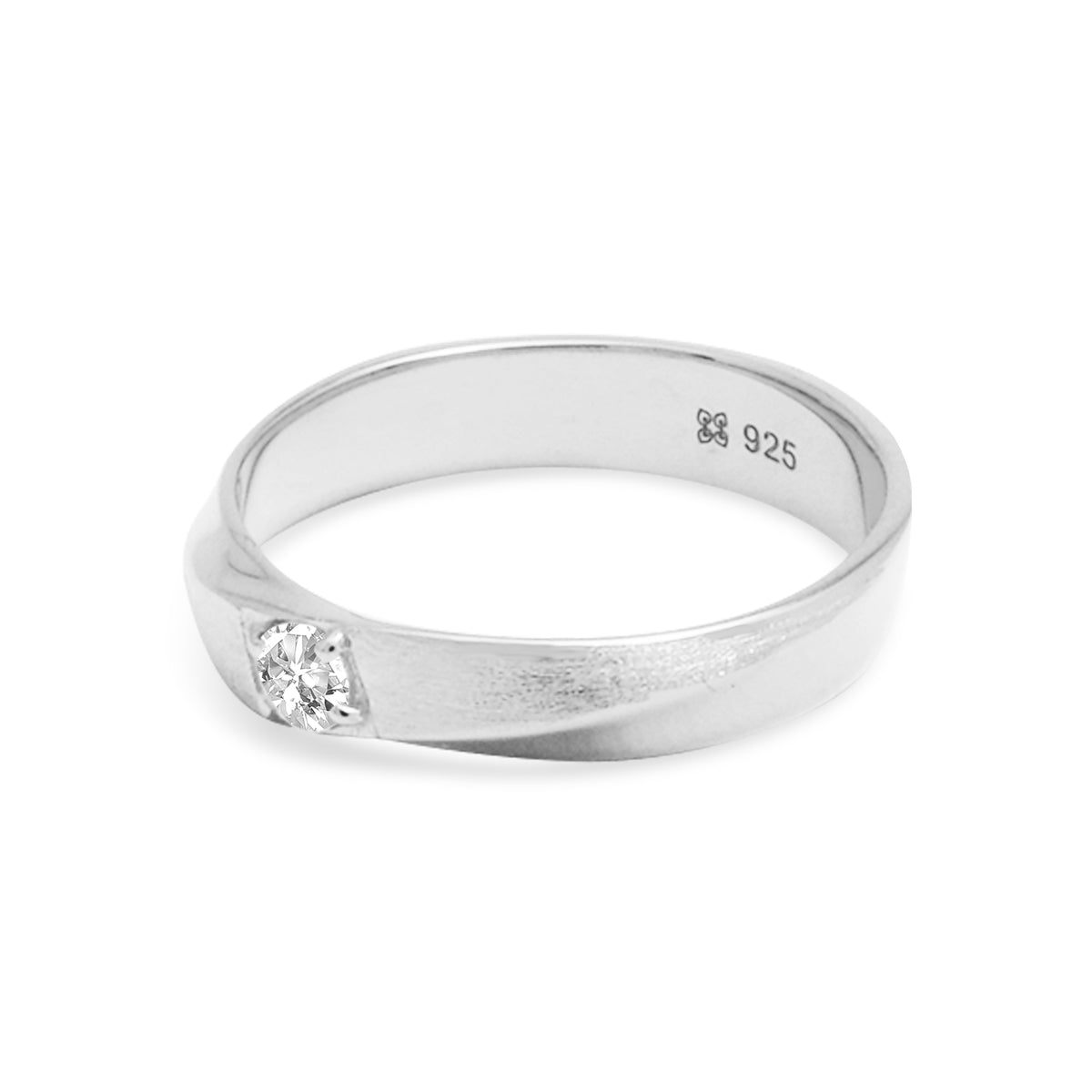 Cincin Couple Solitari Accent Perak 925 Koleksi Amoria