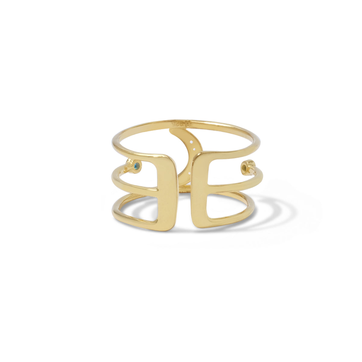 Selene Collection Sterling Silver 925 Gold Plated Adjustable Ring