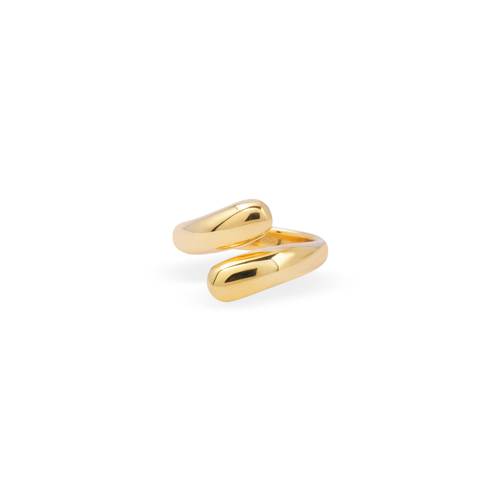 Elara Drop Collection Adjustable Ring Sterling Silver 925 Gold Plated
