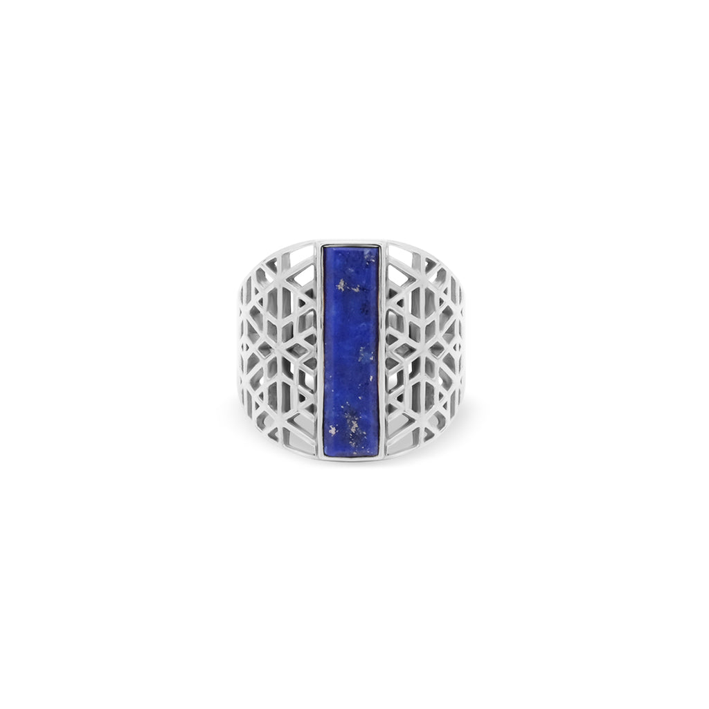 Cincin Signet Bar Koleksi Jali Sterling Silver 925