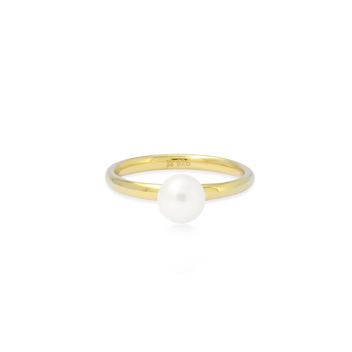 Lumine Pearl Sterling Silver 925 Round Gold Plated Ring