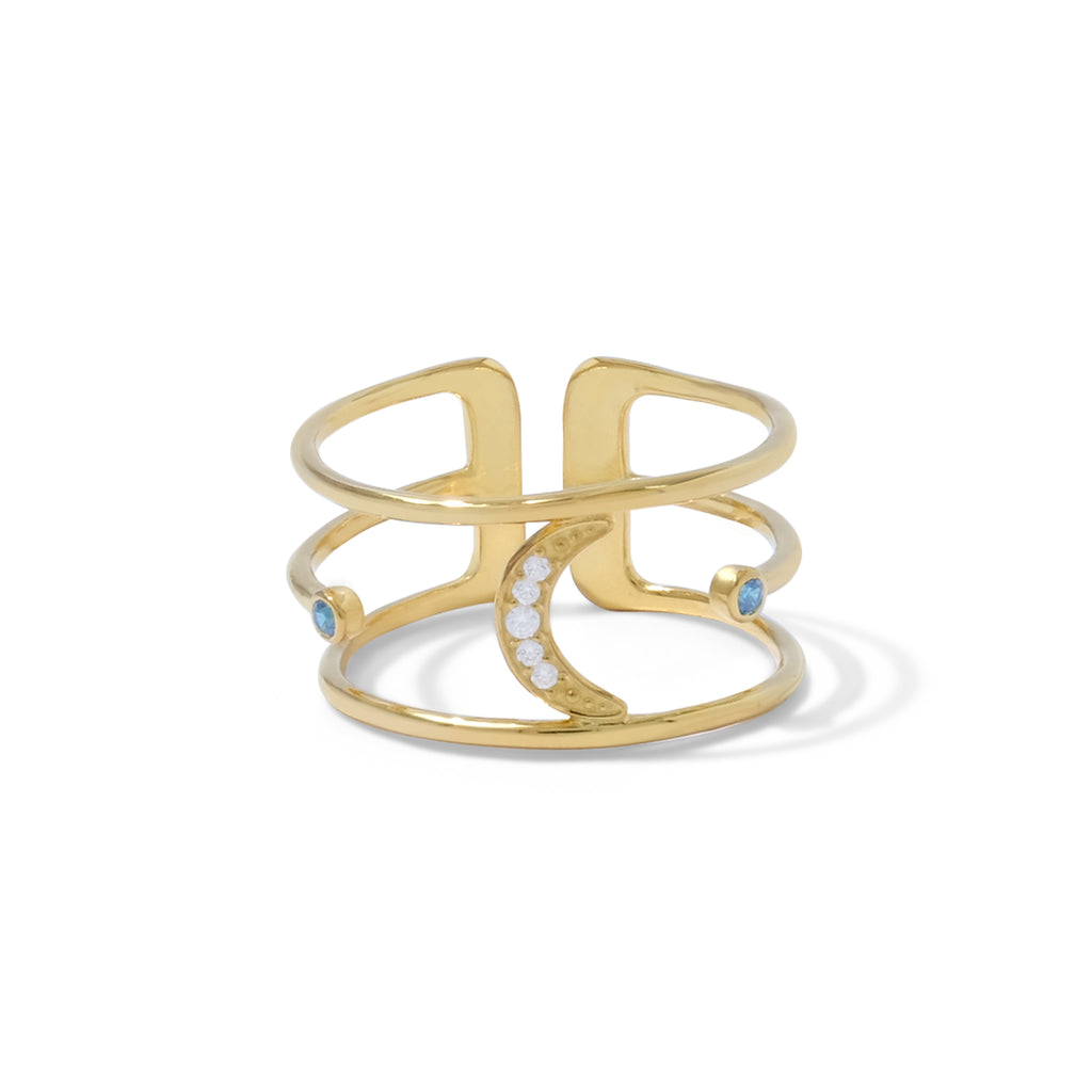 Selene Collection Sterling Silver 925 Gold Plated Adjustable Ring