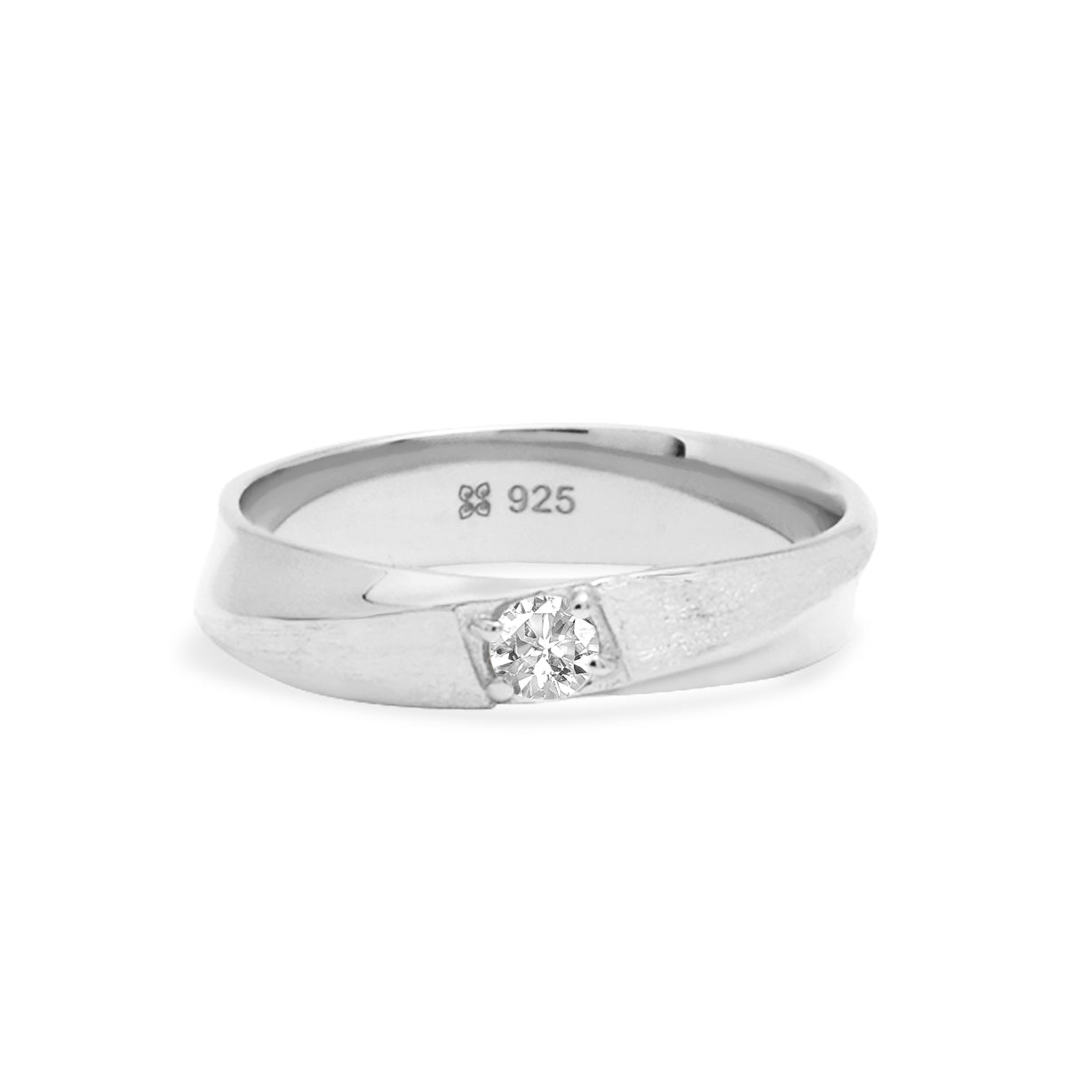 Cincin Couple Solitari Accent Perak 925 Koleksi Amoria