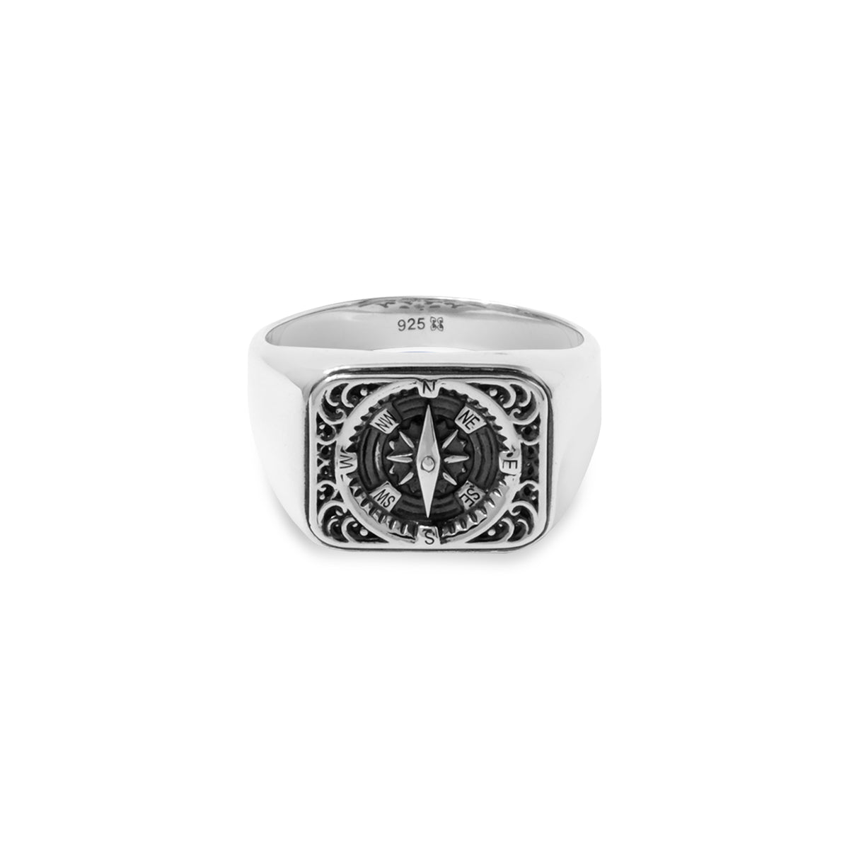 Cincin Signet Square Koleksi Kompas Sterling Silver