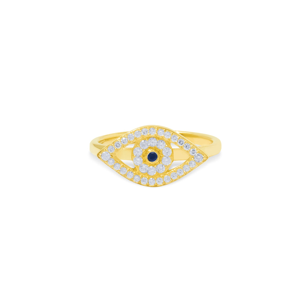 Cincin Cocktail Perak Koleksi Evil Eye Sterling Silver 925 Gold Plated