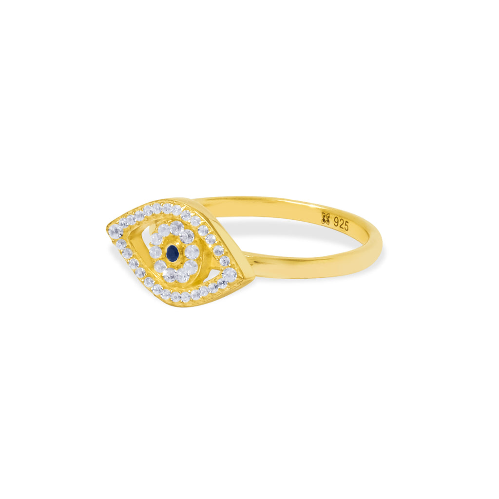 Cincin Cocktail Perak Koleksi Evil Eye Sterling Silver 925 Gold Plated