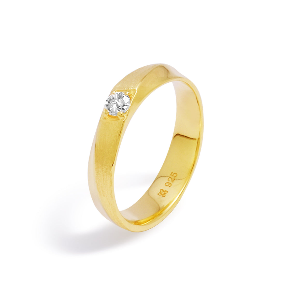 Cincin Couple Solitari Accent Perak 925 Koleksi Amoria