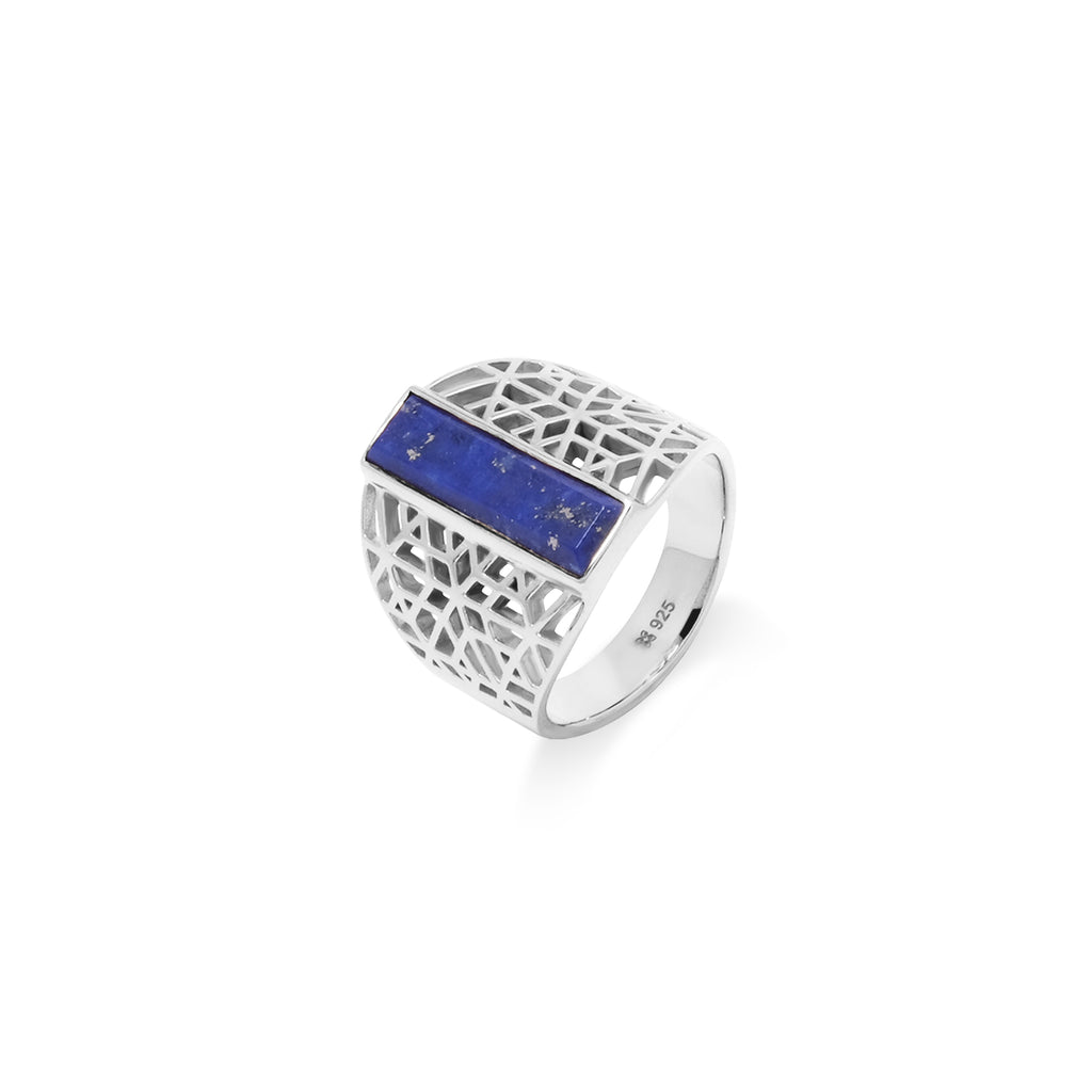 Cincin Signet Bar Koleksi Jali Sterling Silver 925