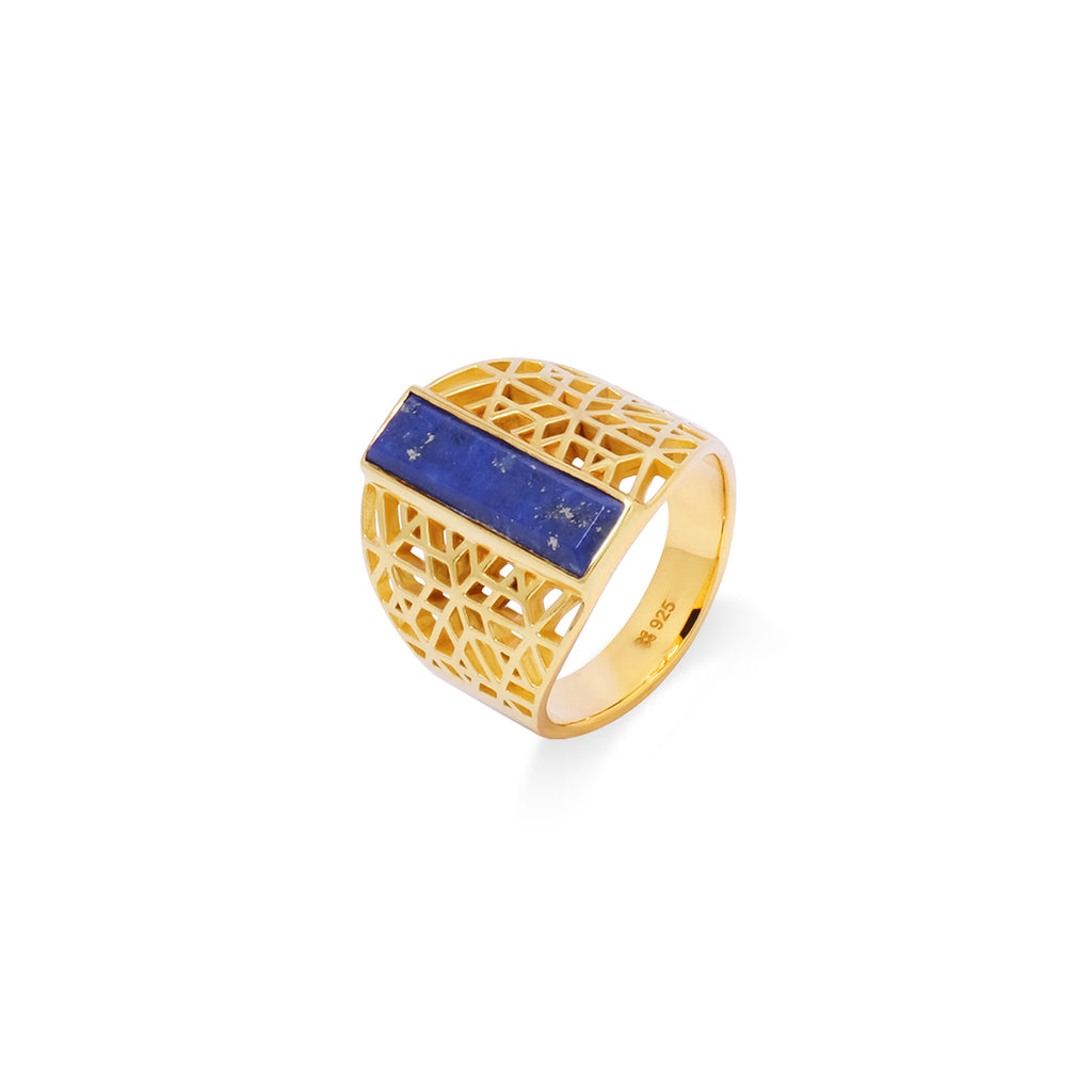 Cincin Signet Bar Koleksi Jali Sterling Silver 925