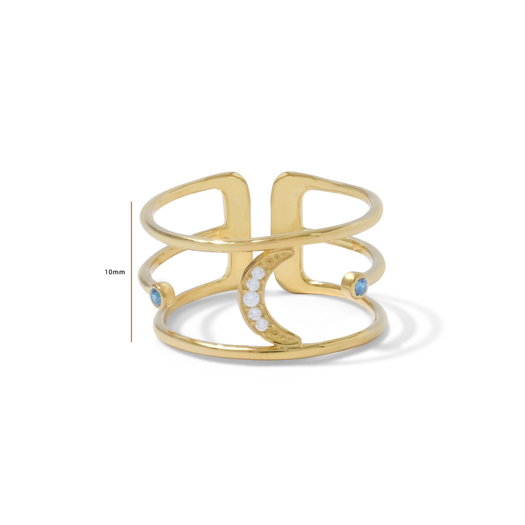 Selene Collection Sterling Silver 925 Gold Plated Adjustable Ring
