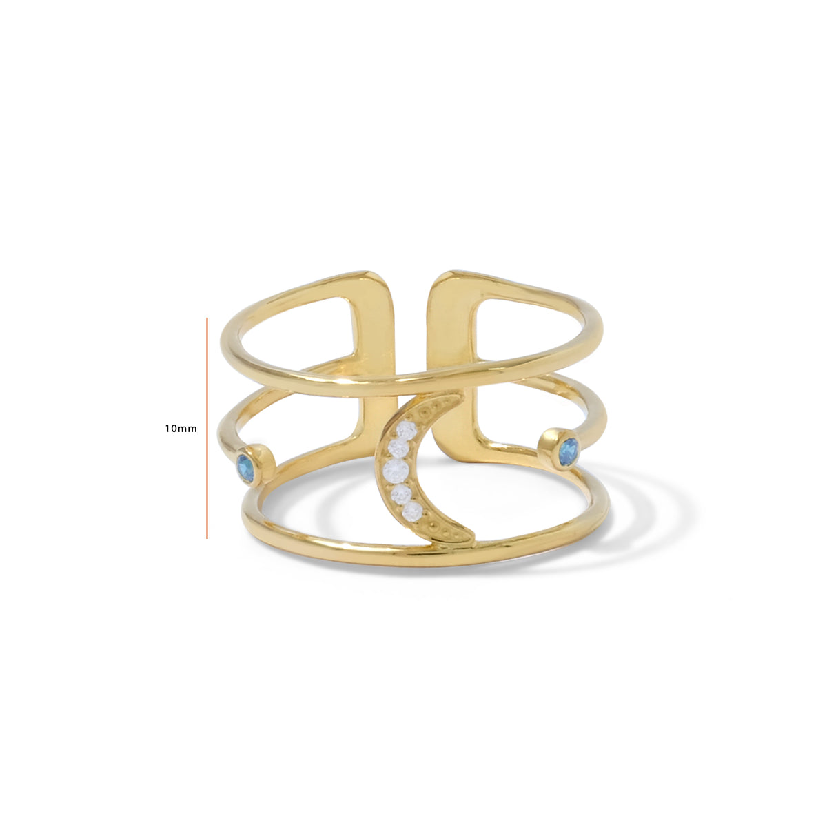 Selene Collection Sterling Silver 925 Gold Plated Adjustable Ring