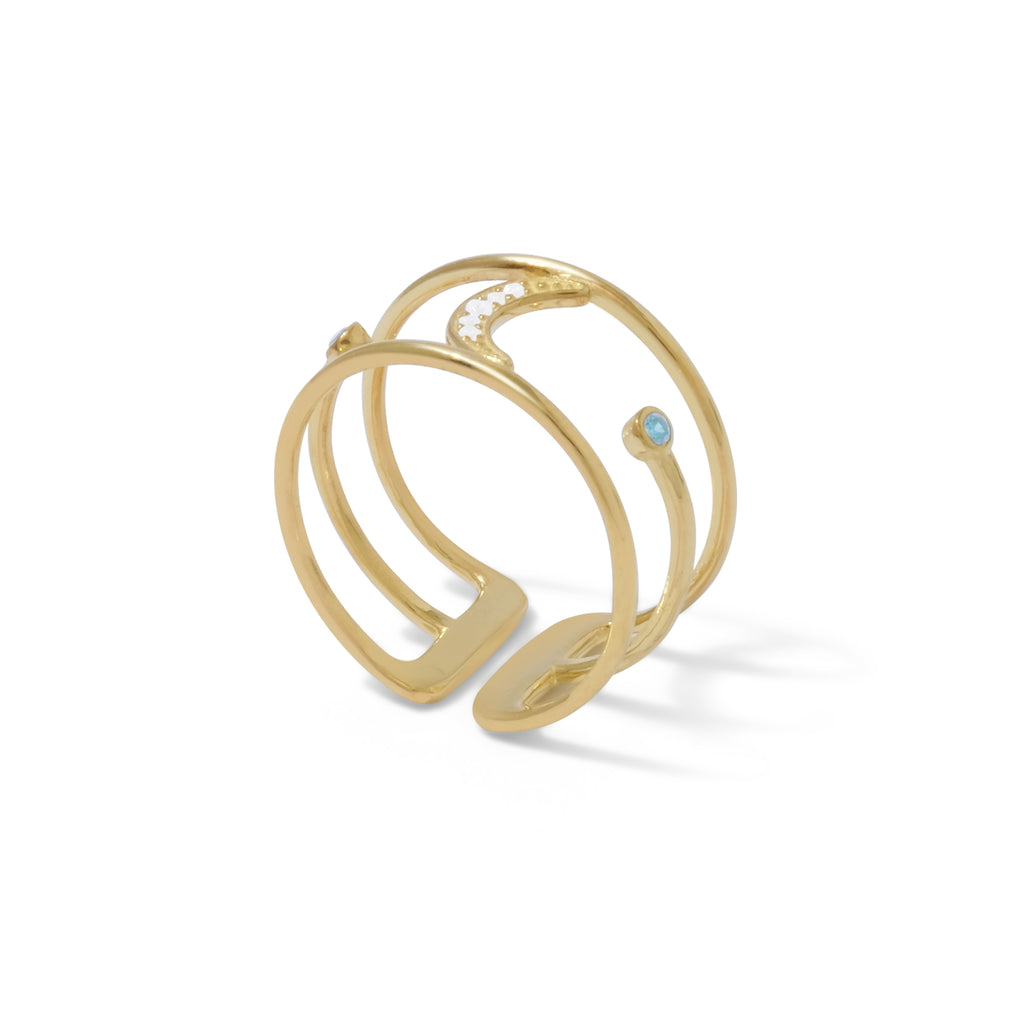 Selene Collection Sterling Silver 925 Gold Plated Adjustable Ring