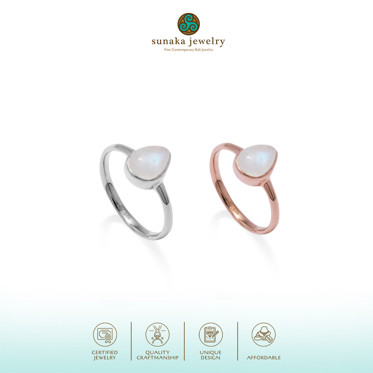 Cincin Teardrop Koleksi Serenity Perak 925