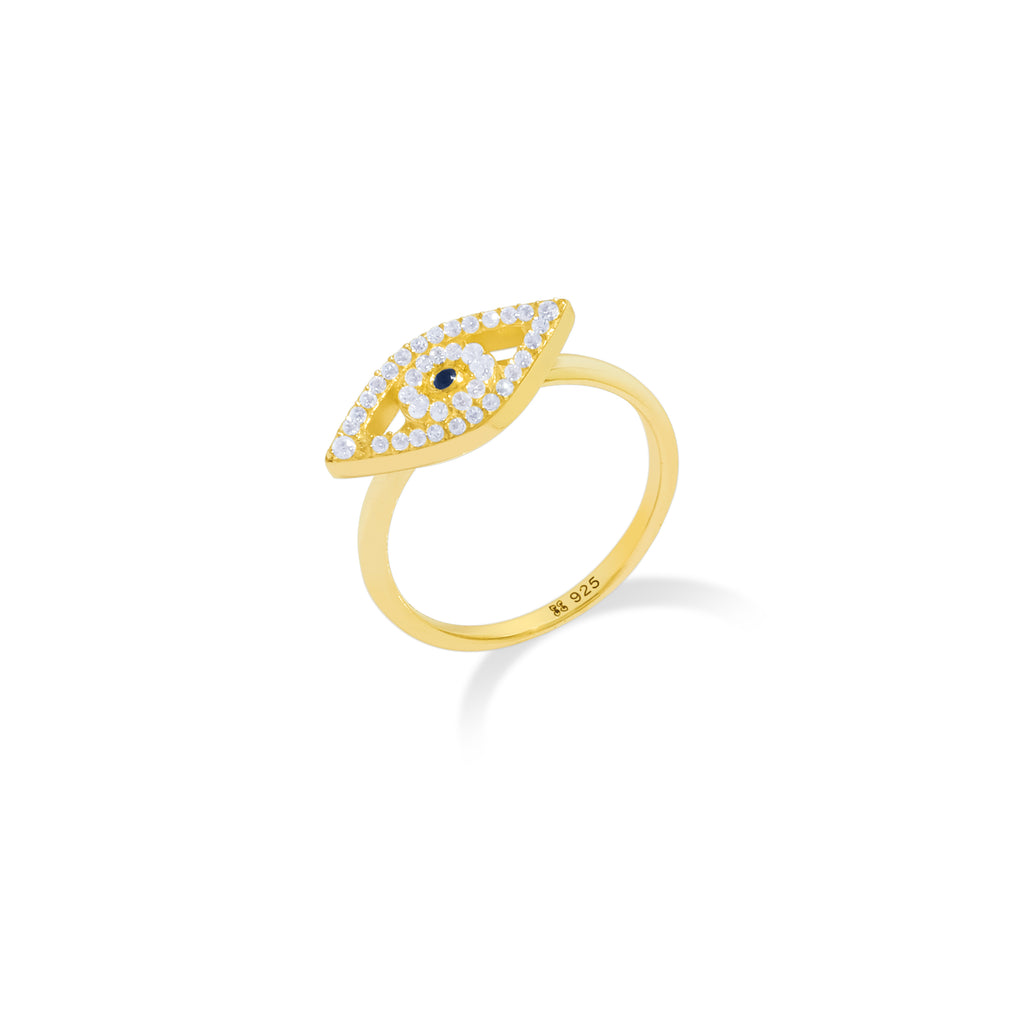 Cincin Cocktail Perak Koleksi Evil Eye Sterling Silver 925 Gold Plated