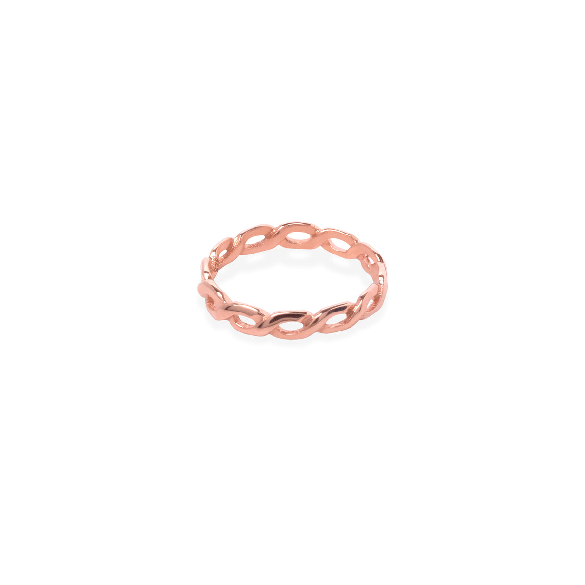 Small Woven Band Ring 925 Sterling Silver Rose Gold Plated